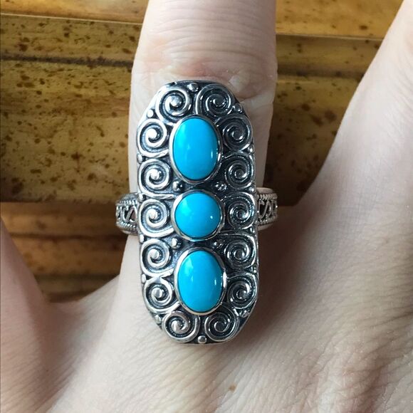 Sleeping Beauty Turquoise Sterling Silver Ring Size 6 - Picture 1 of 9